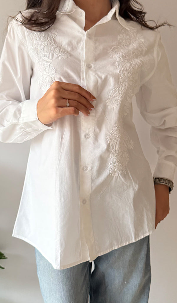 Women's Lakhnavi Handcrafted Cotton Chikankari Top - HONC0376840