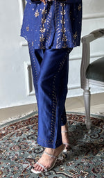 Load image into Gallery viewer, Emma Women's Lucknowi Handcrafted Mul Chanderi Stitched Chikankari Kurta And Plazzo Set- HONC0338383