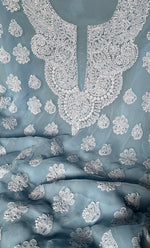将图像加载到图库查看器中， Women&#39;s Lakhnavi Handcrafted Unstitched Faux-Georgette Chikankari Suit Material - HONC0263066
