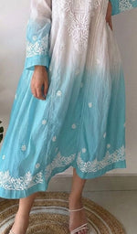 Load image into Gallery viewer, Fariah Women's Lucknowi Handcrafted Mul Chanderi Ombre  Chikankari Kurti - HONC05944584