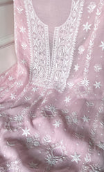 Load image into Gallery viewer, Women's Lakhnavi Handcrafted Unstitched Mul Chanderi Kurta And Dupatta Set - HONC0322454