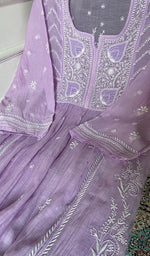 将图像加载到图库查看器中， Saziya Women's Lakhnavi Handcrafted Mul Chanderi Semi - Stitched Kurta And Dupatta Set - HONC0333512