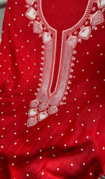 Load image into Gallery viewer, Jazba Women's Lakhnavi Handcrafted Mul Chanderi Unstitched Chikankari Full Suit - HONC0370175