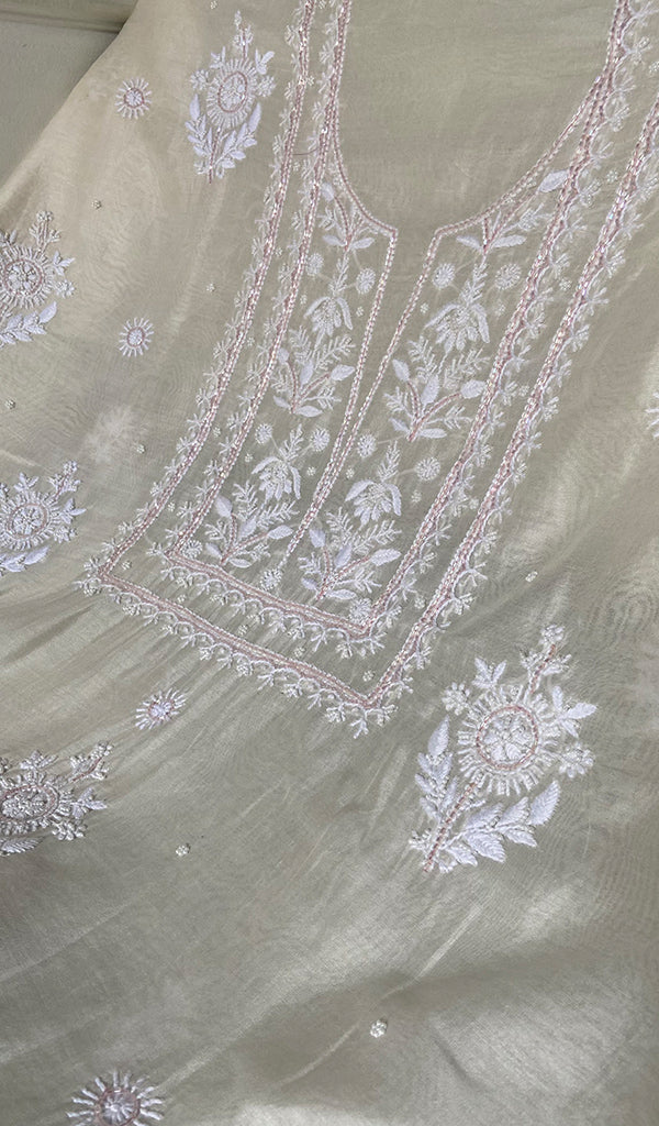 Women's Lakhnavi Handcrafted Mul Chanderi Unstitched Kurta And Dupatta Set - HONC0298568