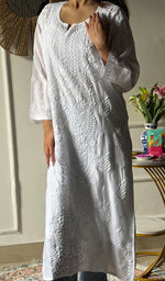 Load image into Gallery viewer, Women's Lakhnavi Handcrafted Muslin Chikankari Kurti - HONC0344155