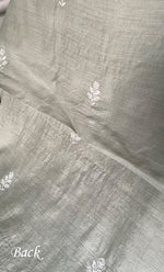 将图像加载到图库查看器中， Women's Lakhnavi Handcrafted Munga Silk Chikankari Unstitched Kurti Fabric - HONC0316122