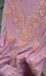 将图像加载到图库查看器中， Women&#39;s Lakhnavi Handcrafted Mul Chanderi UnStitched Kurta And Dupatta Set - HONC0299220
