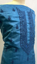 Load image into Gallery viewer, Lucknowi Handcrafted Chanderi Silk Chikankari Unstitched Men&#39;s Kurta Fabric - HONC0186273
