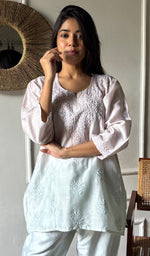 Load image into Gallery viewer, Riddhi Women's Lakhnavi Handcrafted Chanderi Silk Chikankari Top And Pant Set - HONC0360683