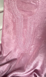 Load image into Gallery viewer, Lucknowi Handcrafted Raw Silk Chikankari Unstitched Men&#39;s Kurta Fabric - HONC0288527
