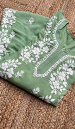 Load image into Gallery viewer, Women&#39;s Lucknowi Handcrafted Modal Cotton Chikankari Kurti - HONC0301038
