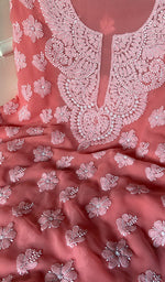 Load image into Gallery viewer, Women&#39;s Lucknowi Handcrafted Faux-Georgette Chikankari Suit Material - HONC0263004
