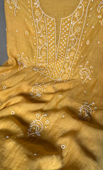 Load image into Gallery viewer, Women&#39;s Lakhnavi Handcrafted Mul Chanderi Unstitched Kurta And Dupatta Set- HONC0310813
