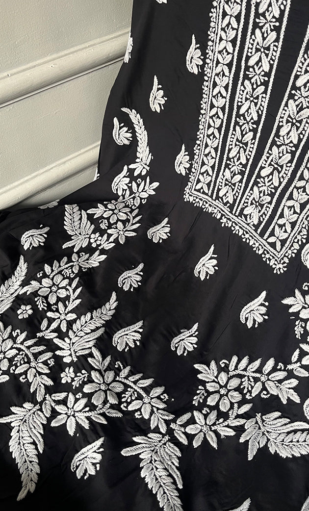 Arisha Women's Lucknowi Handcrafted Modal Cotton Chikankari Unstitched Suit Material - HONC0275938
