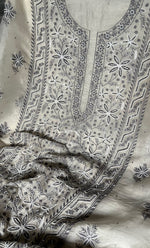 Load image into Gallery viewer, Women&#39;s Lakhnavi Handcrafted Pure Organza Chikankari Unstitched Kurta And Dupatta Set- HONC0309618
