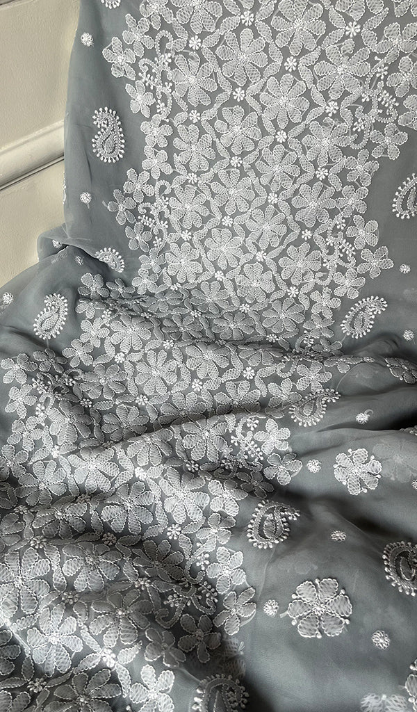 Women's Lucknowi Handcrafted Faux-Georgette Chikankari Suit Material - HONC0274394