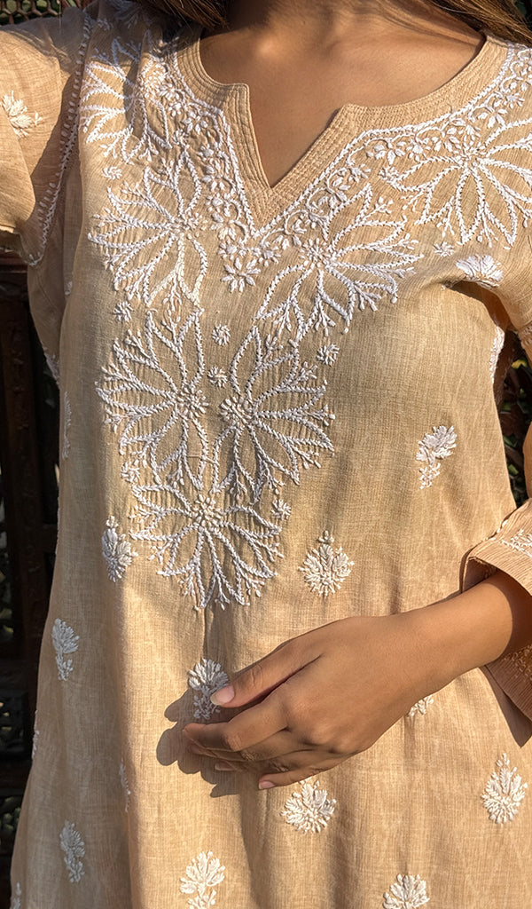 Women's Lucknowi Handcrafted Cotton Chikankari Kurti - HONC0234284