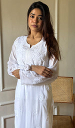 Load image into Gallery viewer, Women&#39;s Lakhnavi Handcrafted Viscose Georgette Chikankari Kurti - HONC0115981
