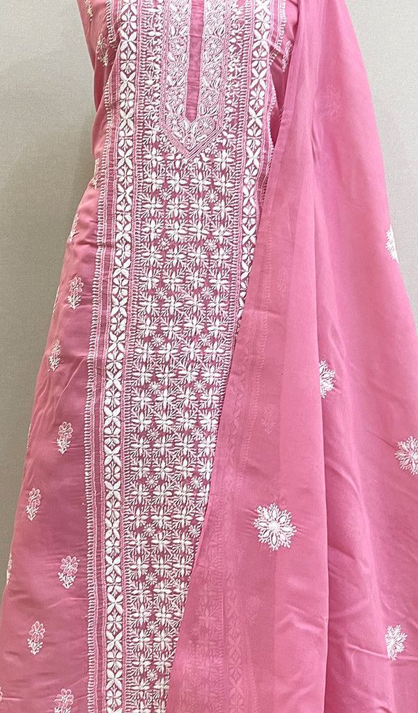 Chavi Women's Lakhnavi Handcrafted Cotton Chikankari Kurta And Dupatta Set- HONC0212208
