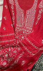 将图像加载到图库查看器中， Women's Lakhnavi Handcrafted Semi- stitched Mul Chanderi Kurta And Dupatta Set - HONC0282410