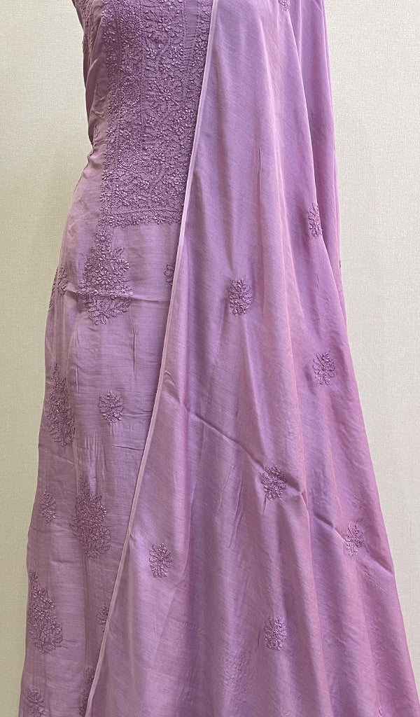 Women's Lucknowi Handcrafted Muslin Chikankari Suit Material - HONC0163902