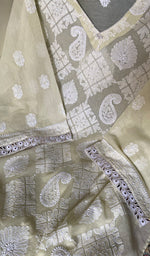 Load image into Gallery viewer, Women's Lakhnavi Handcrafted Mul Chanderi Semi - Stitched Kurta And Dupatta Set - HONC0302235