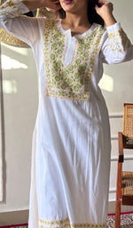 Load image into Gallery viewer, Huma Women's Lucknowi Handcrafted Cotton Chikankari Kurti - HONC0160413