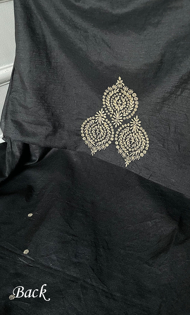 Lucknowi Handcrafted Munga Silk Chikankari Unstitched Men's Kurta Fabric - HONC0327307