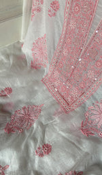 将图像加载到图库查看器中， Women's Lakhnavi Handcrafted Chanderi Silk Unstitched Kurta And Dupatta Set - HONC0329228