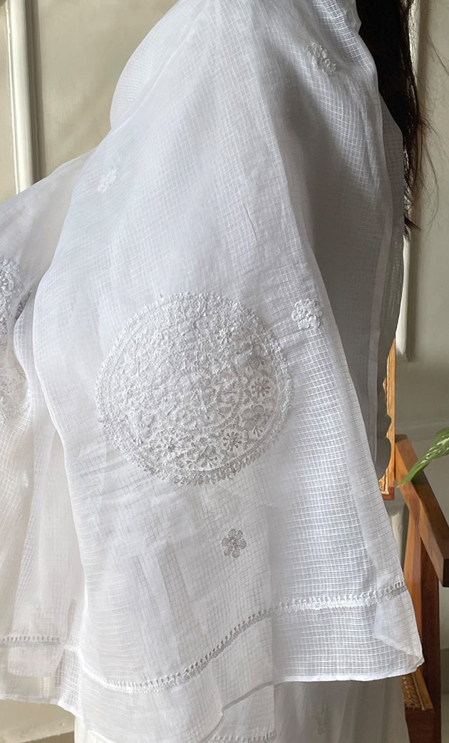 Nazm Women's Lucknowi Handcrafted Kota Cotton Chikankari Dupatta - HONC0291183