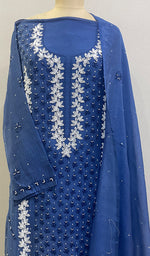 Load image into Gallery viewer, Saziya Women&#39;s Lakhnavi Handcrafted Mul Chanderi Semi - Stitched Kurta And Dupatta Set - HONC0219042
