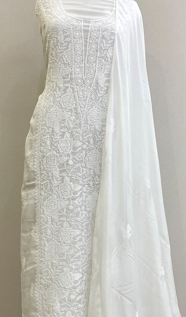Women's Lakhnavi Handcrafted Muslin Chikankari Kurta And Dupatta Set -  HONC0202596