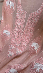 Load image into Gallery viewer, Hunar Women&#39;s Lakhnavi Handcrafted Mul Chanderi Kurta And Dupatta Set - HONC0277082
