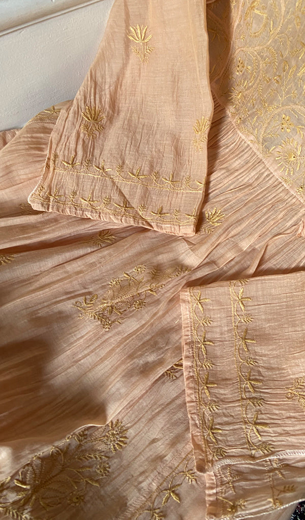 Womens Lakhnavi Handcrafted Mul Chanderi