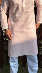 Load image into Gallery viewer, Men&#39;s Lucknowi Handcrafted Cotton Chikankari Kurta - HONC0260660
