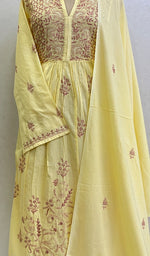 Load image into Gallery viewer, Lakhnavi Handcrafted Cotton Chikankari Semi Stitched Kurta And Dupatta Set- HONC0138429
