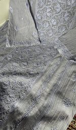 Load image into Gallery viewer, Women's Lakhnavi Handcrafted Mul Chanderi Semi - Stitchd Kurta  And Dupatta Set - HONC0344314