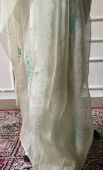 Load image into Gallery viewer, Women's Lucknowi Handcrafted Pure Organza Silk Chikankari Saree - HONC0296104