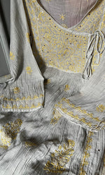Load image into Gallery viewer, Women&#39;s Lakhnavi Handcrafted Mul Chanderi Semi - Stitched Angrakha And Dupatta Set - HONC0284715
