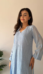 Load image into Gallery viewer, Yusra Women's Lakhnavi Handcrafted Viscose Georgette Chikankari Kurti- HONC0268917