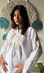 将图像加载到图库查看器中， Women&#39;s Lakhnavi Handcrafted Modal Cotton Chikankari Top - HONC0313768
