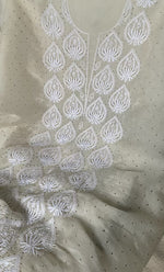 Load image into Gallery viewer, Women&#39;s Lakhnavi Handcrafted Pure Organza Chikankari Unstitched Kurta And Dupatta Set- HONC0314851
