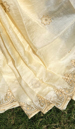 Load image into Gallery viewer, Women&#39;s Lakhnavi Handcrafted Tussar Silk Chikankari Saree - HONC0258443
