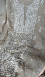 Load image into Gallery viewer, Women's Lakhnavi Handcrafted Mul Chanderi Unstitched Kurta And Dupatta Set - HONC0374456