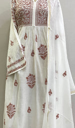 将图像加载到图库查看器中， Women&#39;s Lakhnavi Handcrafted Mul Chanderi Semi - Stitched Kurta And Dupatta Set- HONC0166778
