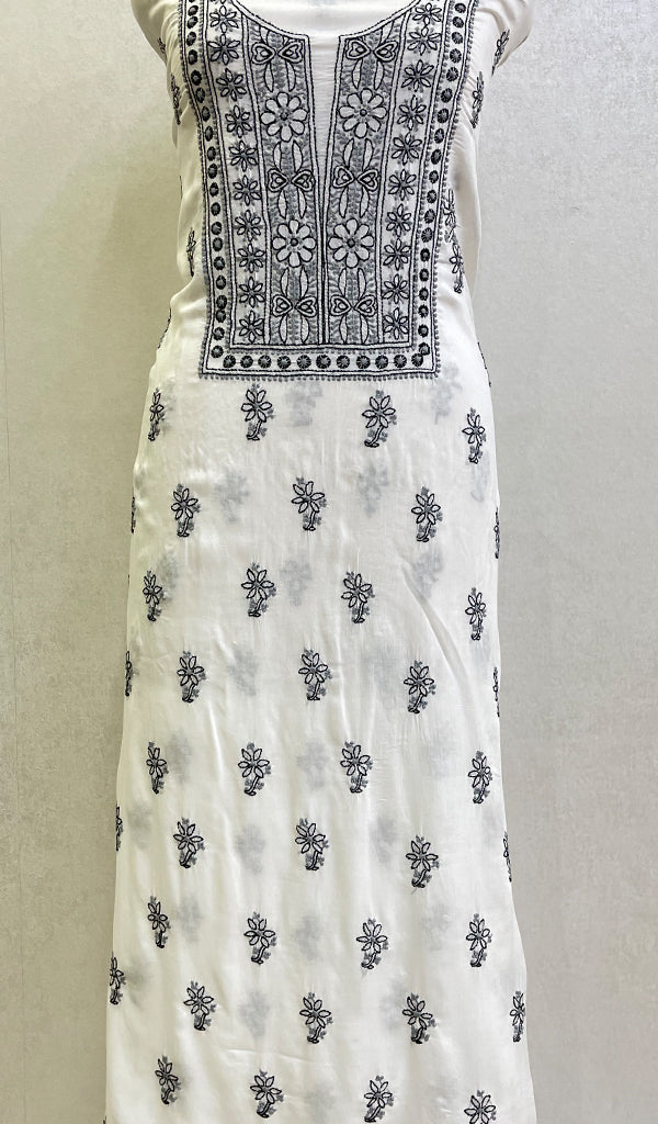 Women's Lucknowi Handcrafted Mul Cotton Chikankari Unstitched Kurti Fabric - HONC0151879