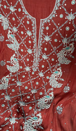 Load image into Gallery viewer, Shirin Women's Lakhnavi Handcrafted Mul Chanderi Unstitched Chikankari Full Suit Material - HONC0339570