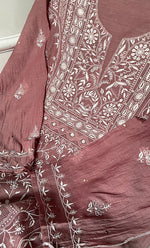 Load image into Gallery viewer, Women&#39;s Lakhnavi Handcrafted Mul Chanderi Semi -stitched Chikankari Full Suit Material - HONC0296115
