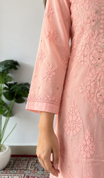Women's Lakhnavi Handcrafted Viscose Georgette Chikankari Kurti - HONC0394234