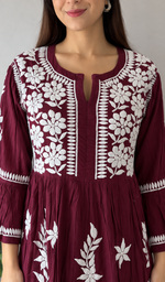 Women's Lucknowi Handcrafted Cotton Chikankari Dress - HONC060141